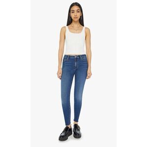 Mother Denim Looker Ankle Step Fray Skinny Jean Light Wash Raw Hem Frayed‎ SZ 25